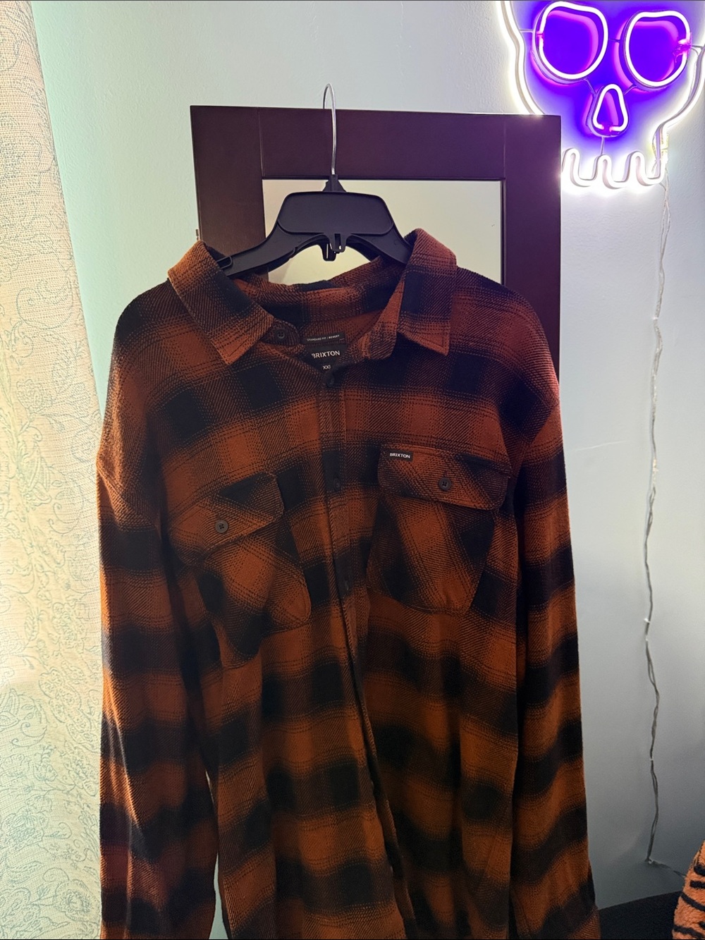 Brixton Brown and Black Plaid Button Up Flannel